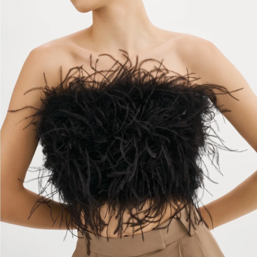 Lamarque Zaina Black Feathered Top